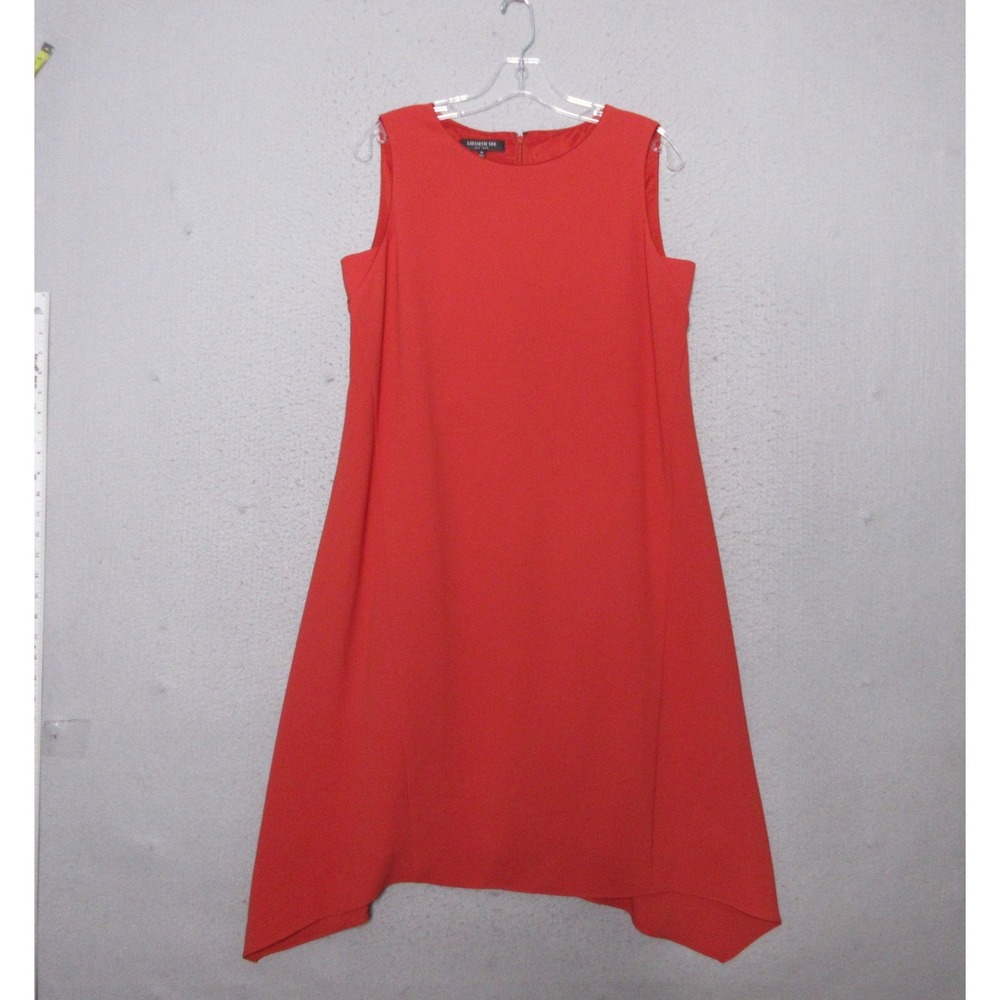 Lafayette 148 Dress M Shift Sharkbite Hem Minimalist Quiet Luxury Chic Designer